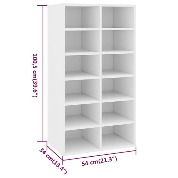 vidaXL skoreol 54x34x100,5 cm konstrueret træ hvid -  Skoopbevaring