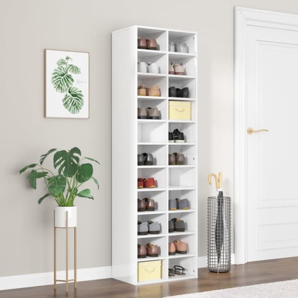 vidaXL skoreol 54 x 34 x 183 cm spånplade hvid højglans - Skoopbevaring