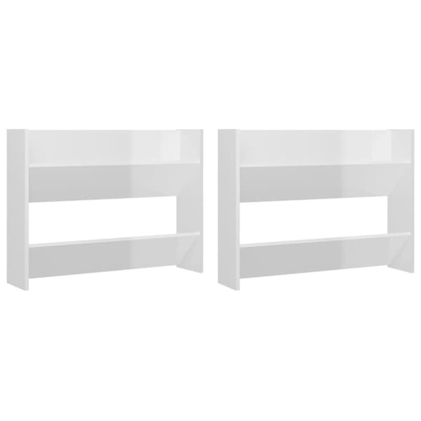 vidaXL væghængte skoskabe 2 stk. 80x18x60 cm spånplade hvid højglans -  Skoopbevaring