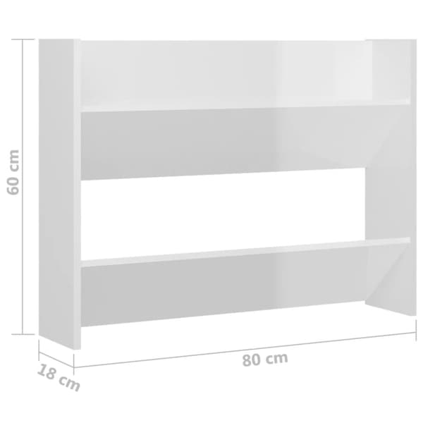 vidaXL væghængte skoskabe 2 stk. 80x18x60 cm spånplade hvid højglans -  Skoopbevaring