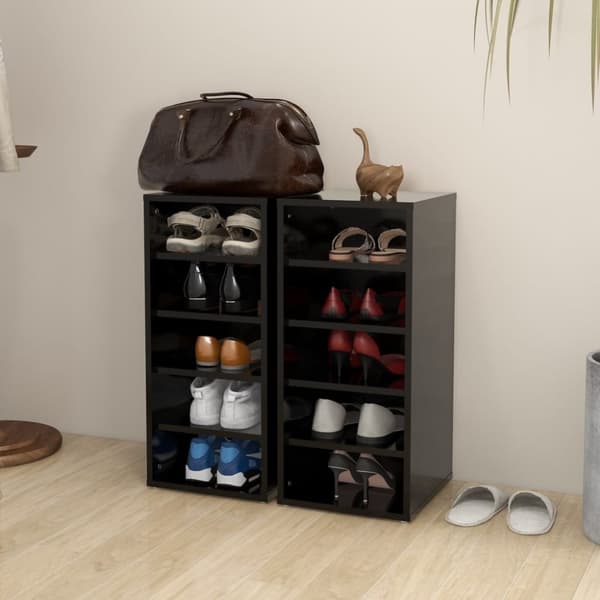 vidaXL skoreoler 2 stk. 31,5x35x70 cm spånplade sort -  Skoopbevaring