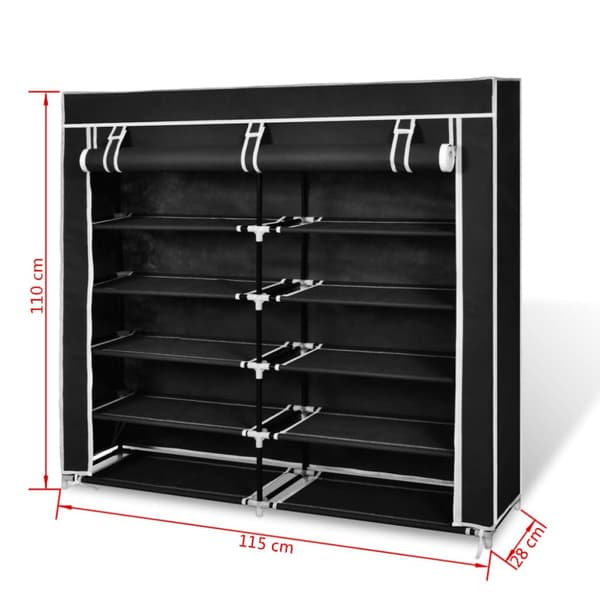 vidaXL Kankainen kenkäkaappi ovella 115 x 28 x 110 cm musta -  Kenkähyllyt & -telineet