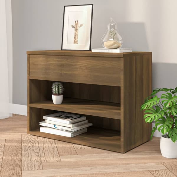 vidaXL skobænk 60x30x45 cm konstrueret træ brun egetræ -  Skoopbevaring