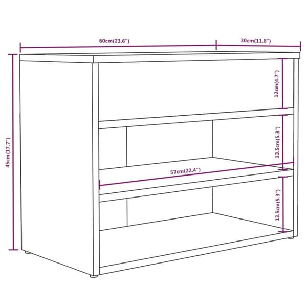 vidaXL skobænk 60x30x45 cm konstrueret træ brun egetræ -  Skoopbevaring
