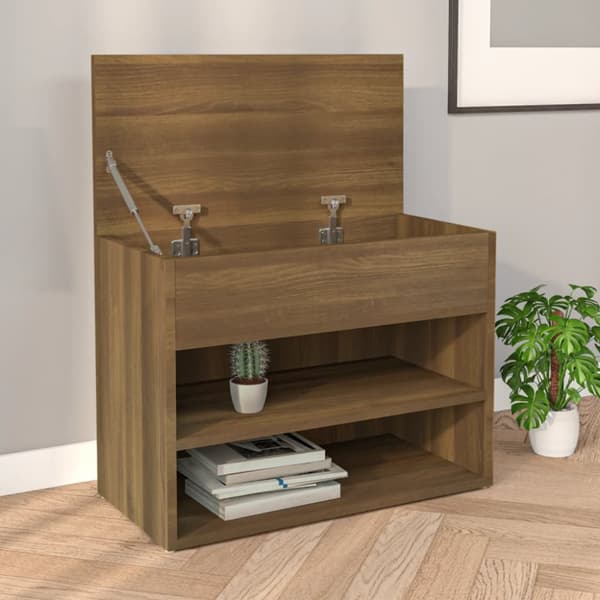 vidaXL skobænk 60x30x45 cm konstrueret træ brun egetræ -  Skoopbevaring