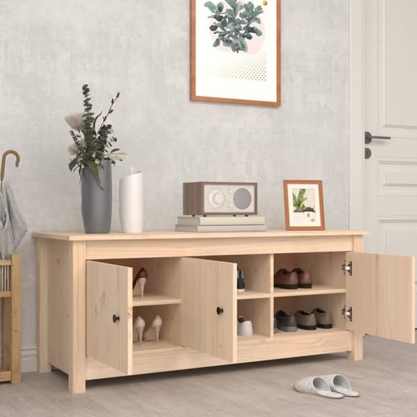 vidaXL Skoskåp 110x38x45,5 cm massiv furu - Skoställ & skohyllor