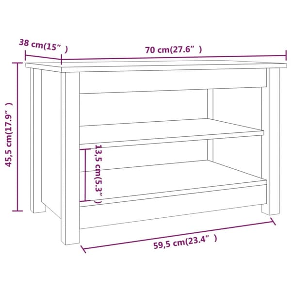 vidaXL skobænk 70x38x45,5 cm massivt fyrretræ -  Skoopbevaring