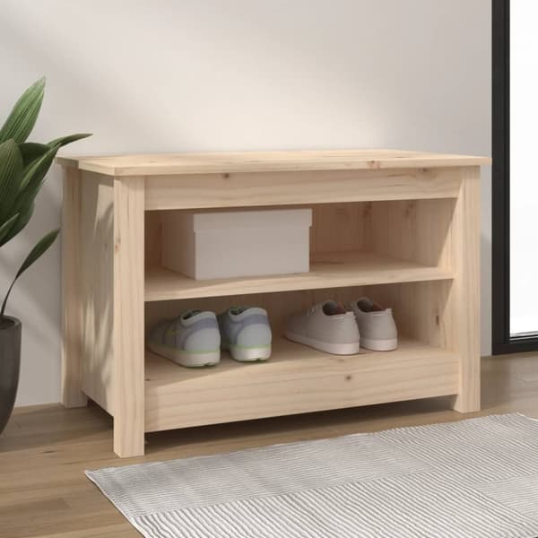 vidaXL skobænk 70x38x45,5 cm massivt fyrretræ -  Skoopbevaring