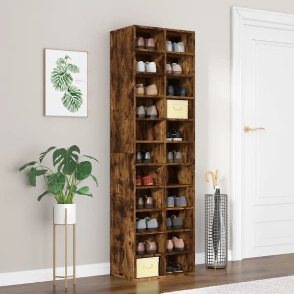 vidaXL skoreol 54x34x183 cm konstrueret træ røget egetræ -  Skoopbevaring