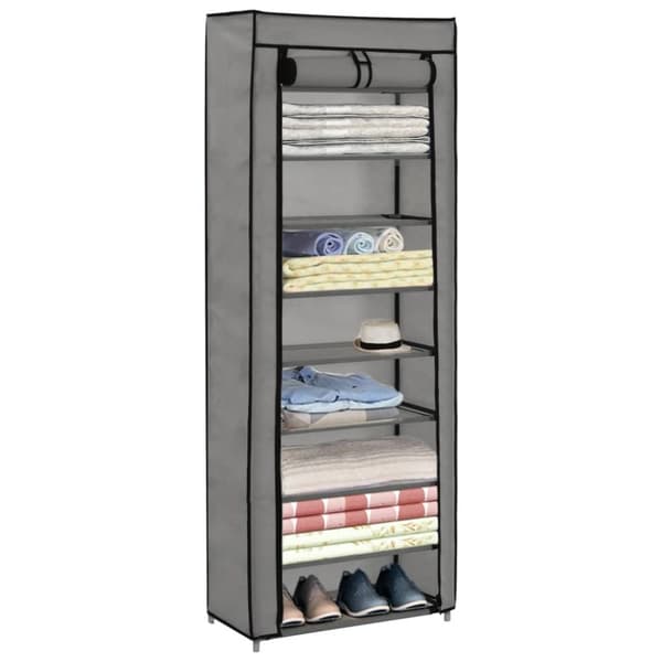 vidaXL skoskab med overtræk 57 x 29 x 162 cm stof grå -  Skoopbevaring