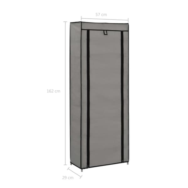 vidaXL skoskab med overtræk 57 x 29 x 162 cm stof grå -  Skoopbevaring