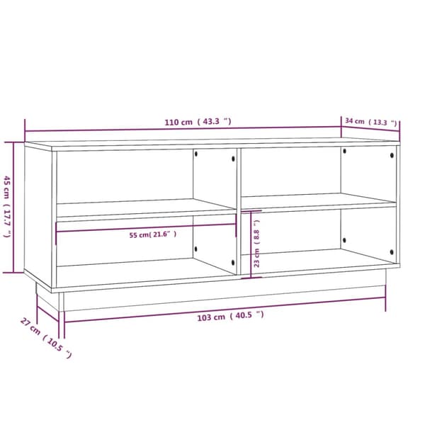 vidaXL skoreol 110x34x45 cm massivt fyrretræ hvid - Skoopbevaring