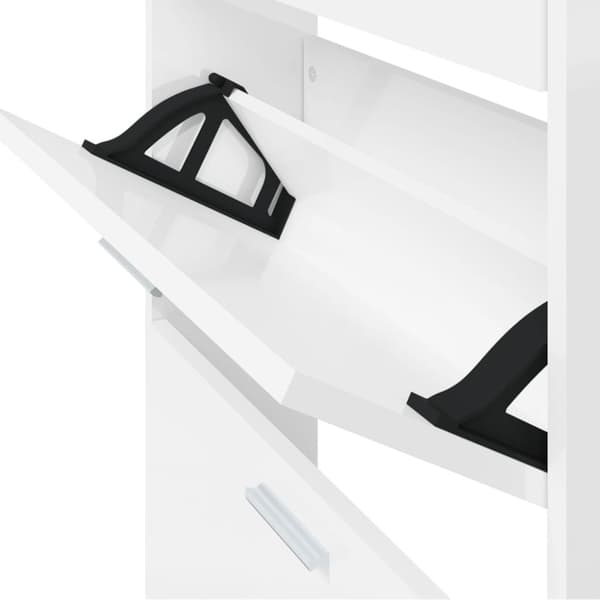 vidaXL skoskab 59x17x169 cm konstrueret træ hvid højglans -  Skoopbevaring