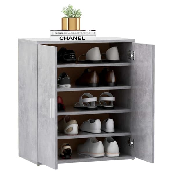 vidaXL Kenkäkaappi betoninharmaa 60x35x70 cm tekninen puu -  Kenkähyllyt & -telineet