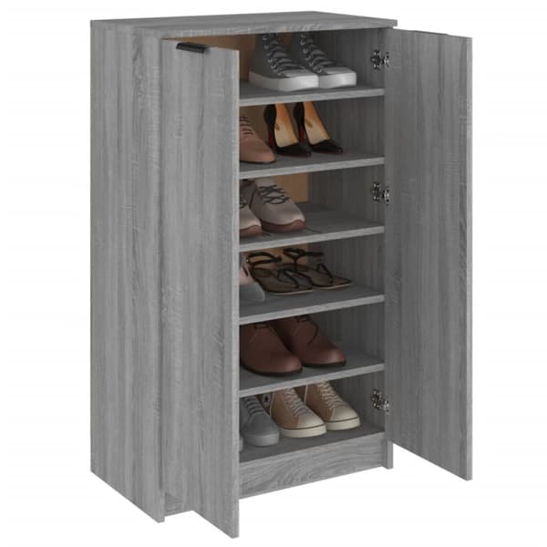 vidaXL skoskab 59x35x100 cm konstrueret træ grå sonoma-eg -  Skoopbevaring