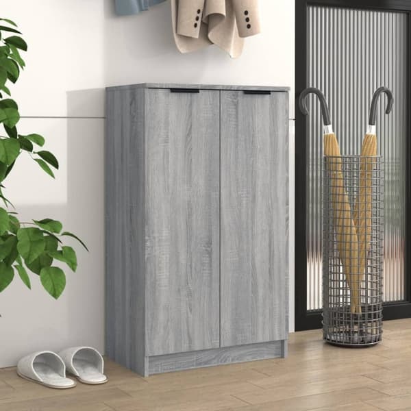 vidaXL skoskab 59x35x100 cm konstrueret træ grå sonoma-eg -  Skoopbevaring