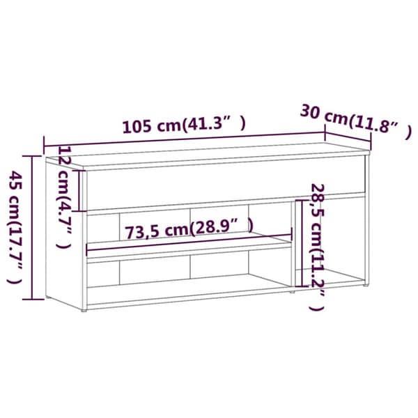vidaXL skoreol 105x30x45 cm konstrueret træ grå sonoma-eg -  Skoopbevaring