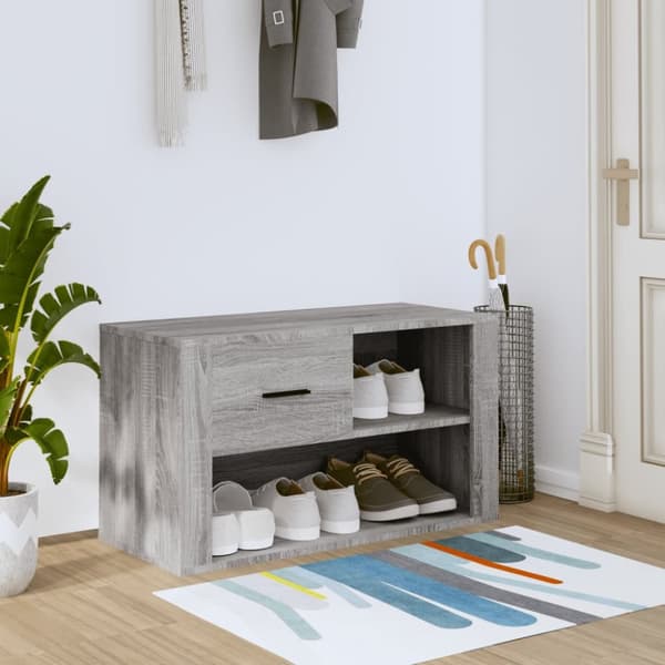 vidaXL Skoskåp grå sonoma 80x35x45 cm konstruerat trä - Skoställ & skohyllor