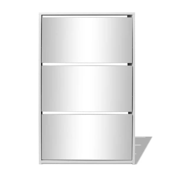 vidaXL skoskab 3 skuffer spejl 63 x 17 x 102,5 cm hvid -  Skoopbevaring