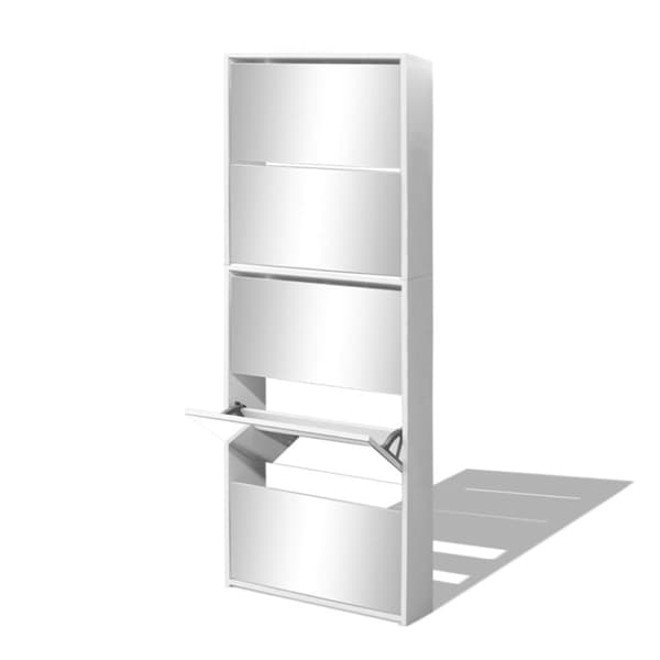 vidaXL skoskab 5 rum spejl hvid 63x17x169,5 cm - Skoopbevaring