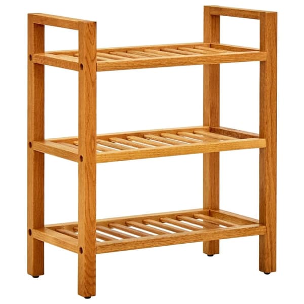 vidaXL skostativ med 3 hylder 50x27x60 cm massivt egetræ -  Skoopbevaring