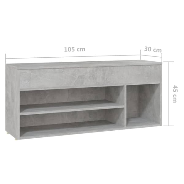 vidaXL Kenkien säilytyspenkki betoninharmaa 105x30x45 cm tekninen puu -  Kenkähyllyt & -telineet