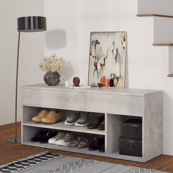 vidaXL Kenkien säilytyspenkki betoninharmaa 105x30x45 cm tekninen puu -  Kenkähyllyt & -telineet