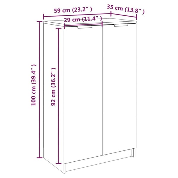 vidaXL Kenkäkaappi valkoinen 59x35x100 cm tekninen puu -  Kenkähyllyt & -telineet