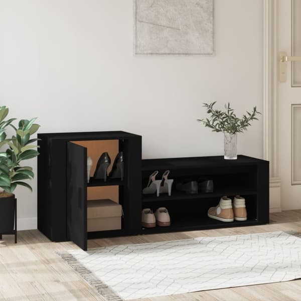 vidaXL Kenkäkaappi musta 130x35x54 cm tekninen puu -  Kenkähyllyt & -telineet