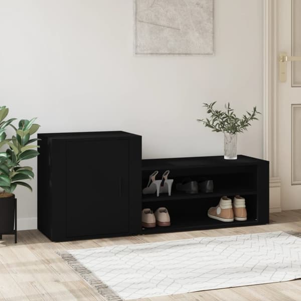 vidaXL Kenkäkaappi musta 130x35x54 cm tekninen puu -  Kenkähyllyt & -telineet