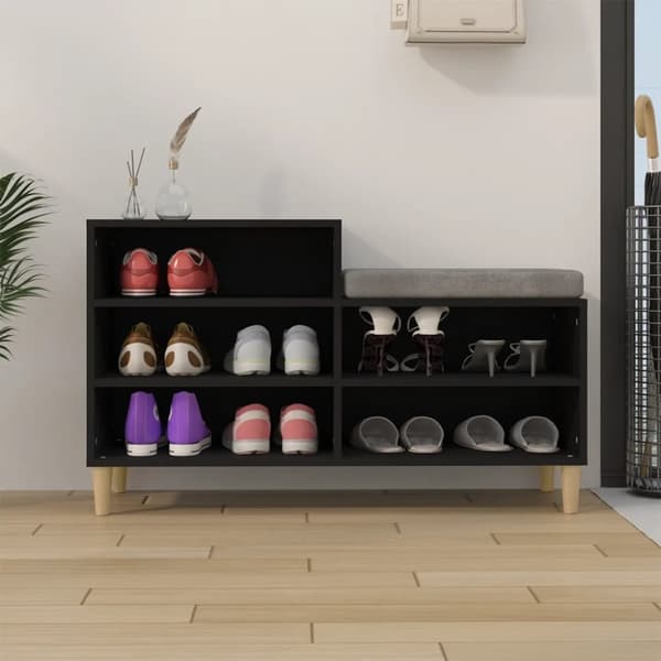 vidaXL Kenkäkaappi musta 102x36x60 cm tekninen puu -  Kenkähyllyt & -telineet