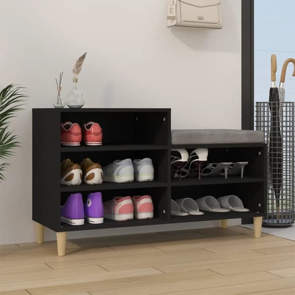 vidaXL Kenkäkaappi musta 102x36x60 cm tekninen puu -  Kenkähyllyt & -telineet