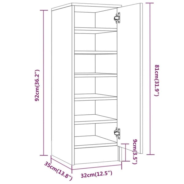 vidaXL skoskab 32x35x92 cm konstrueret træ røget egetræ -  Skoopbevaring