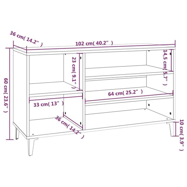 vidaXL skoreol 102x36x60 cm konstrueret træ hvid højglans -  Skoopbevaring