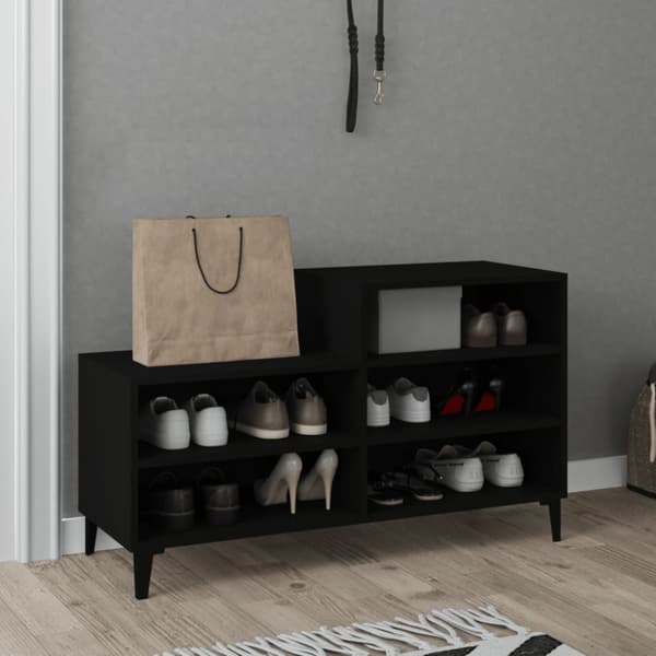 vidaXL skoreol 102x36x60 cm konstrueret træ sort -  Skoopbevaring