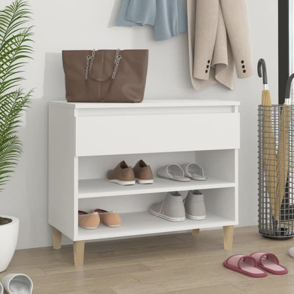 vidaXL Kenkäkaappi valkoinen 70x36x60 cm tekninen puu -  Kenkähyllyt & -telineet