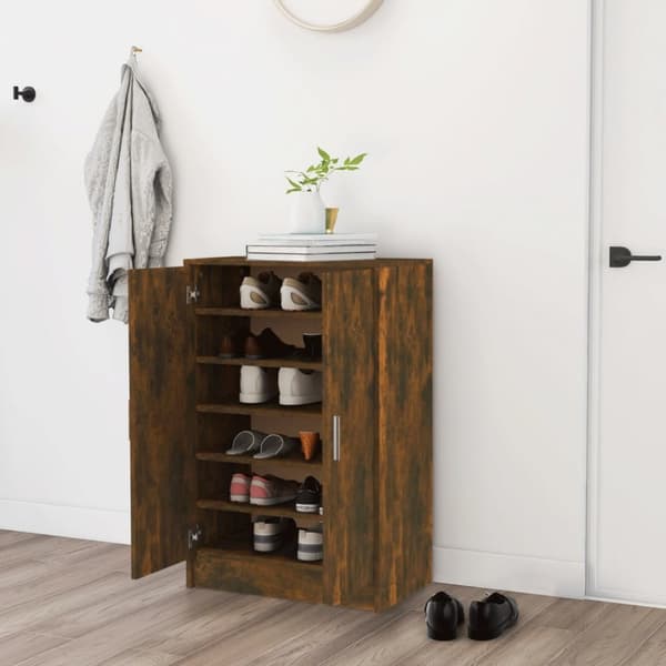 vidaXL Kenkäteline savutammi 60x35x92 cm tekninen puu - Kenkähyllyt & -telineet