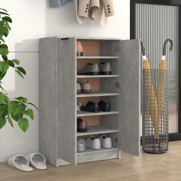 vidaXL skoskab 59x35x100 cm konstrueret træ betongrå -  Skoopbevaring