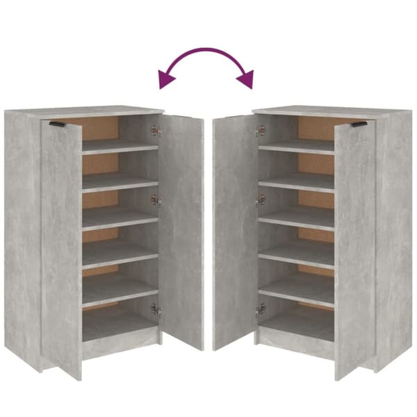 vidaXL skoskab 59x35x100 cm konstrueret træ betongrå -  Skoopbevaring