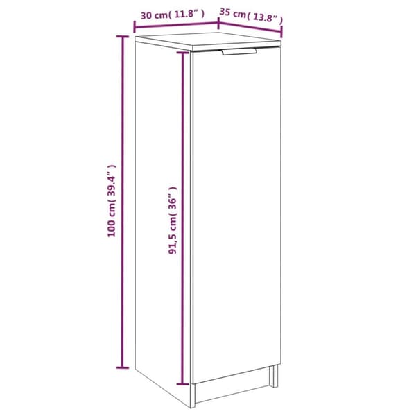 vidaXL skoskab 30x35x100 cm konstrueret træ betongrå -  Skoopbevaring