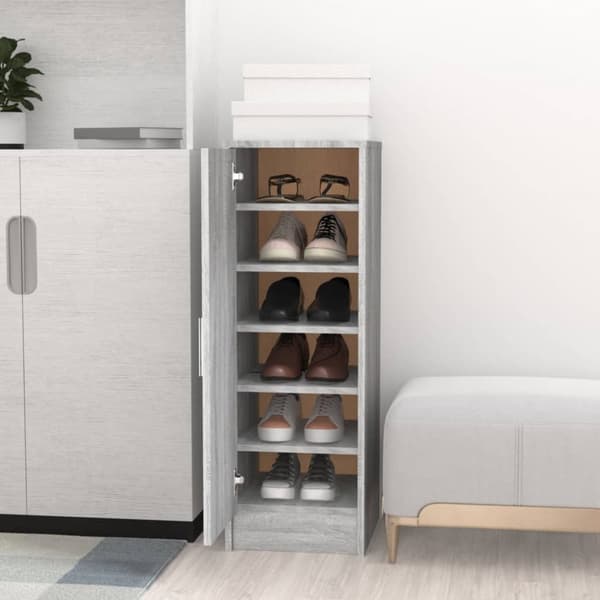vidaXL skoskab 32x35x92 cm konstrueret træ grå sonoma-eg -  Skoopbevaring