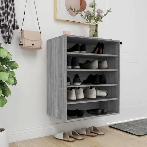 vidaXL skoskab 60x35x70 cm konstrueret træ grå sonoma-eg -  Skoopbevaring