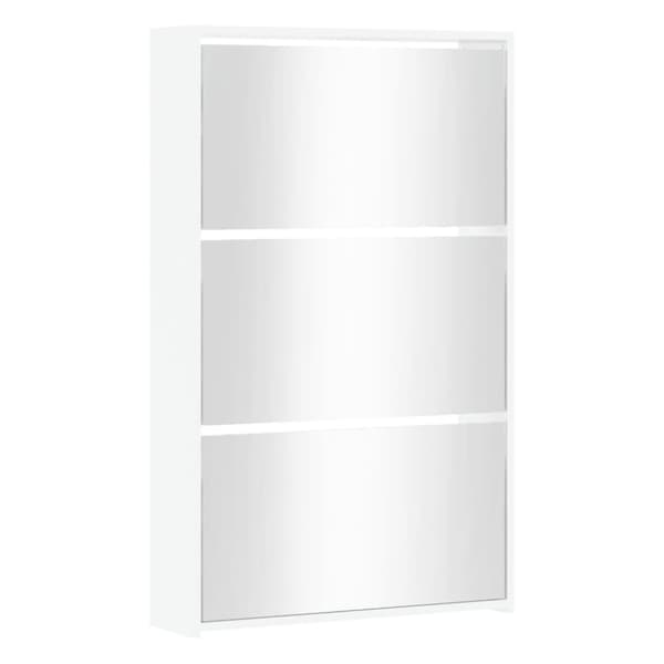 vidaXL Kenkäkaappi peilillä 3 tasoa korkeakiilto valk. 63x17x102,5 cm -  Kenkähyllyt & -telineet