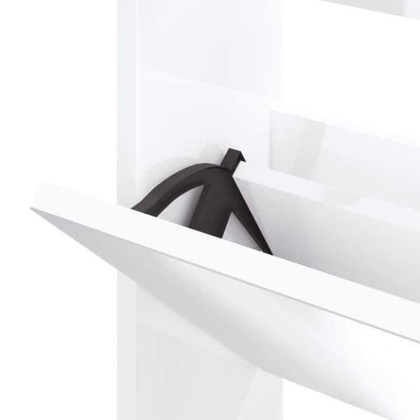 vidaXL Kenkäkaappi peilillä 3 tasoa korkeakiilto valk. 63x17x102,5 cm -  Kenkähyllyt & -telineet