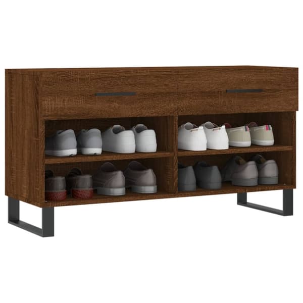 vidaXL skobænk 102x35x55 cm konstrueret træ brun egetræsfarve -  Skoopbevaring