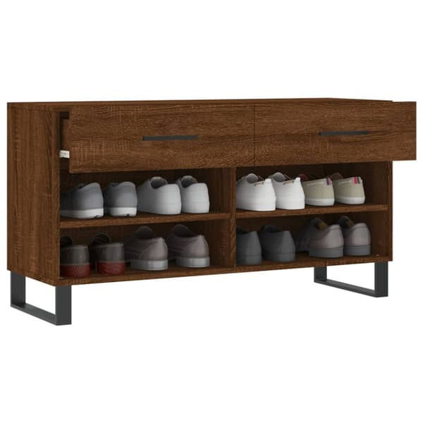 vidaXL skobænk 102x35x55 cm konstrueret træ brun egetræsfarve -  Skoopbevaring