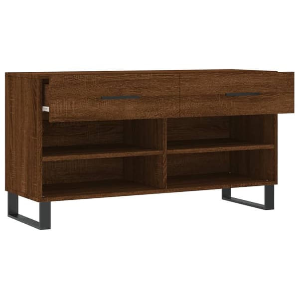 vidaXL skobænk 102x35x55 cm konstrueret træ brun egetræsfarve -  Skoopbevaring