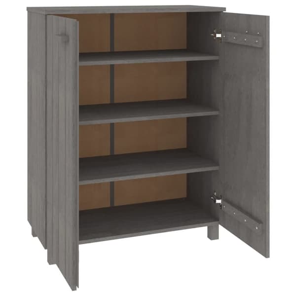 vidaXL skoskab HAMAR 85x40x108 cm massivt fyrretræ lysegrå -  Skoopbevaring