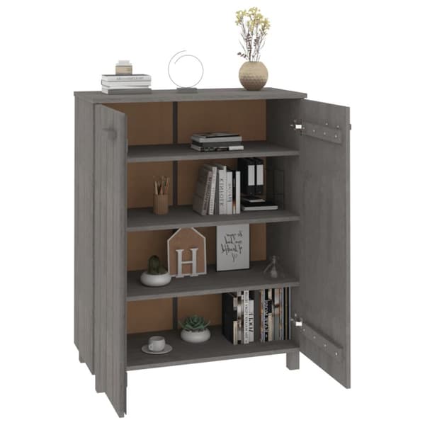 vidaXL skoskab HAMAR 85x40x108 cm massivt fyrretræ lysegrå -  Skoopbevaring