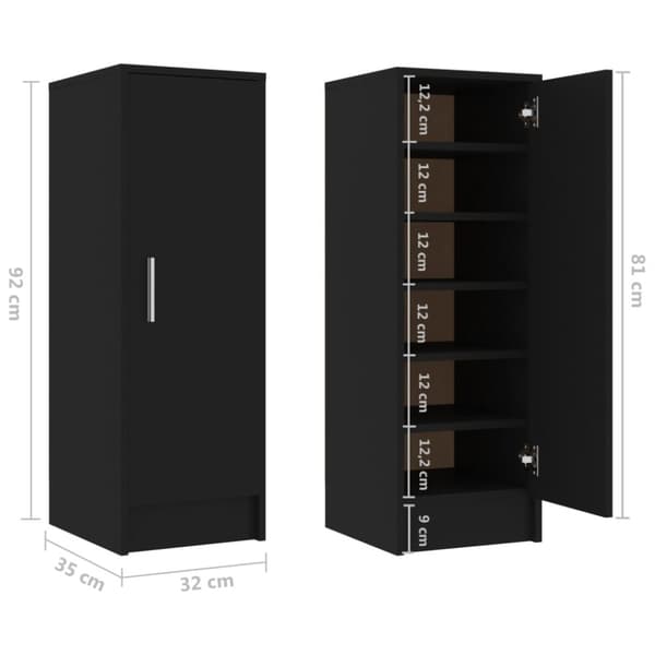 vidaXL skoskab 32x35x92 cm spånplade sort - Skoopbevaring